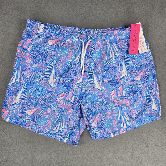 Lilly Pulitzer Other - Lilly Pulitzer Swim Trunks Shorts Mens XL Blue Its A Sailabration Print NWT